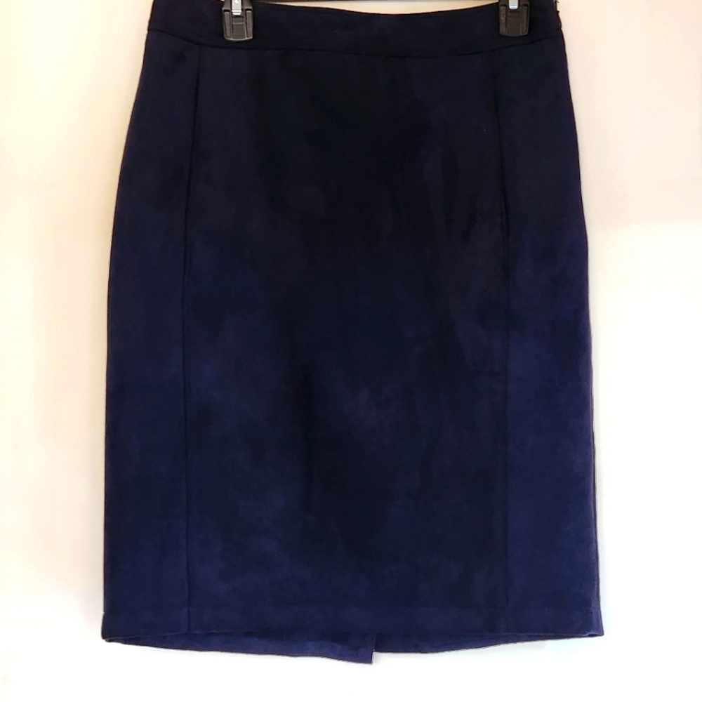 LOFT Faux Suede Pencil Skirt Navy
